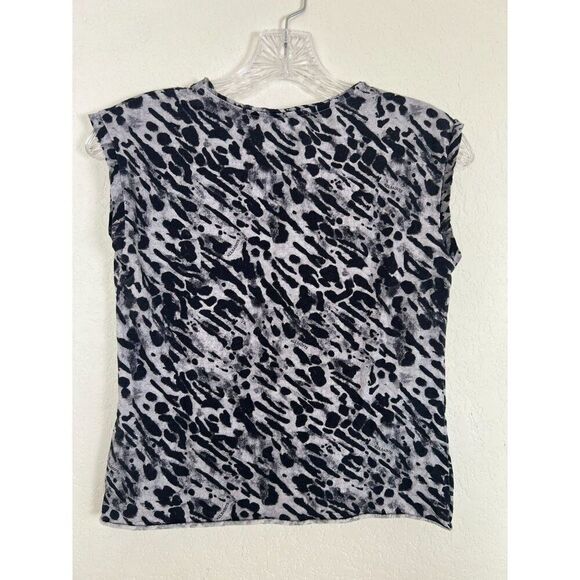 AllSaints Women Size XS Gray Black Leopard Print Cotton Ambient Kiana Tank Top - Picture 3 of 10